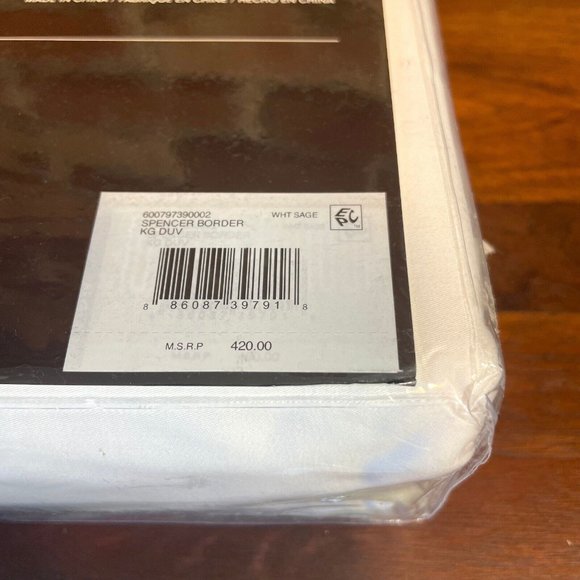 Ralph Lauren Spencer Border Sateen KING Duvet Cover WHITE SAGE - Picture 6 of 6